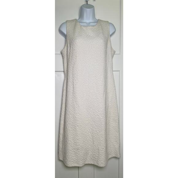 J.McLaughlin Sleeveless White Sheath Dress Knee Length Size MEDIUM Textured - Picture 1 of 10